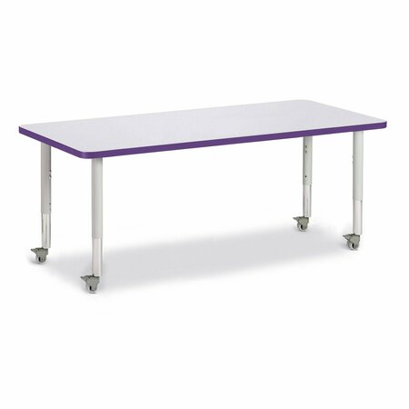 JONTI-CRAFT Berries Rectangle Activity Table, 30 in. x 72 in., Mobile, Freckled Gray/Purple/Gray 6413JCM004